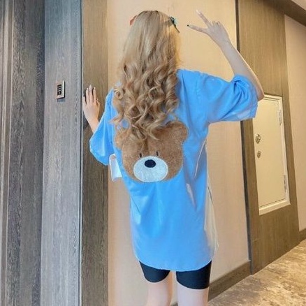 Áo sơ mi tay lỡ thêu hình sau lưng siêu cưng ❤ ALOHASHOP