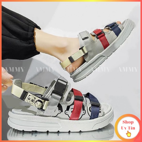 Sandal Nam Nữ [BẢN CAO CẤP 2022] Dép Quai Hậu Đi Học Đế Cao Su Nguyên Khối 3 Quai Ngang
