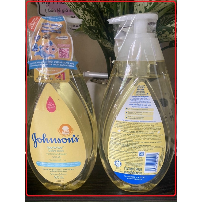 Sữa tắm gội toàn thân Johnson's TOP TO TOE 500ml