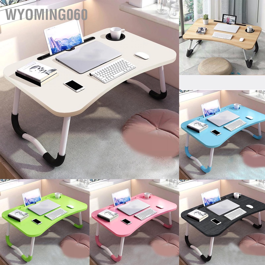 Bàn để trên giường gấp gọn lại được giữ máy tính xách tay có ngăn giữ cốc sử dụng tại nhà