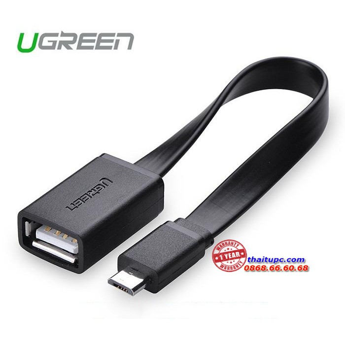 Cáp OTG Micro USB 2.0 chính hãng Ugreen UG-10821 cao cấp màu đen