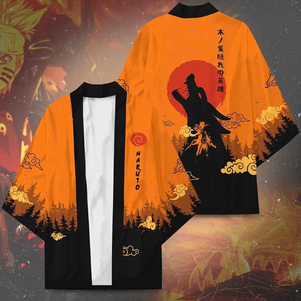 Áo Khoác Kimono Biểu Tượng Anime Konoha Hokage Kurama Uchiha Sharingan