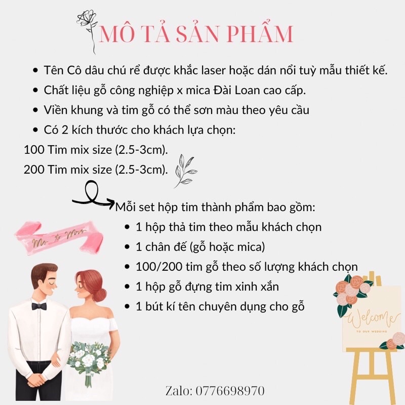Bình thả tim gỗ, hũ thả tim đám cưới hiện đại, bình thả tim ký tên chúc phúc kỷ niệm ngày cưới