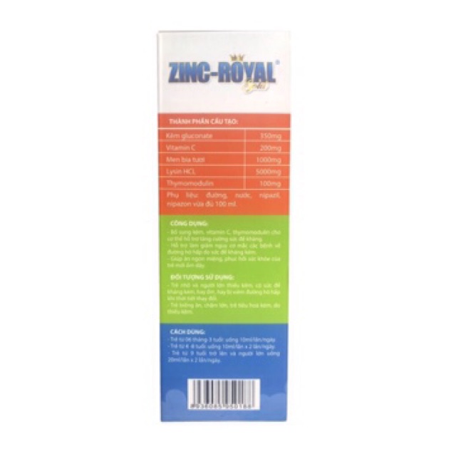 ZinC-Royal Gold - Bổ Sung Kẽm, Vitamin C, Hỗ Trợ Tăng Sức Đề Kháng ✅(Hàng Chính Hãng)