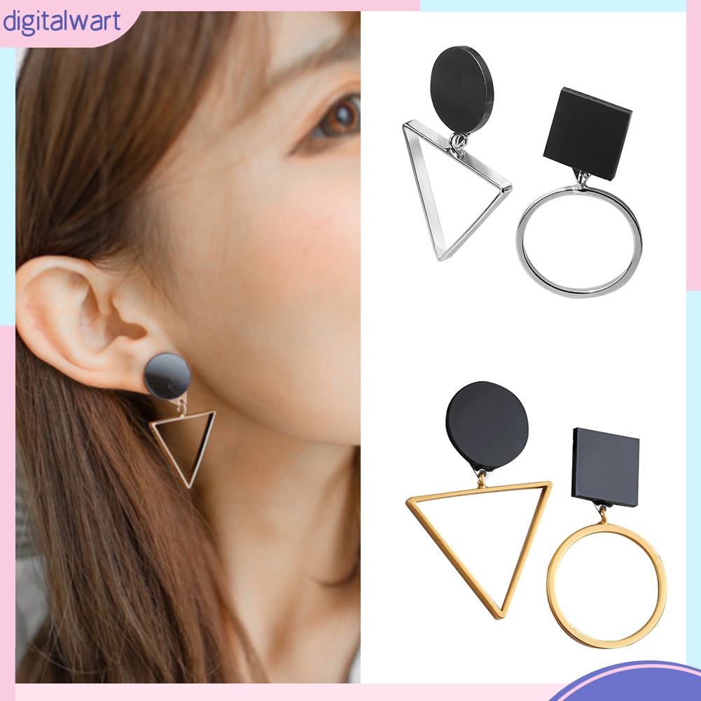 Khuyên tai bất đối xứng mặt hình học sáng tạo dành cho nữ