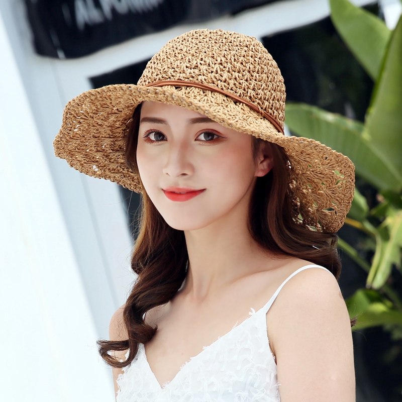 Mũ cói mềm dây thắt nơ phong cách Vintage xinh xắn