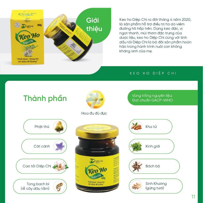 Keo ho Diệp chi ORGANIC Dạng cao đặc vị Ngọt thanh - giúp giảm ho gió, sổ mũi , tăng đề kháng nhanh cho bé+ Quà khăn sữa