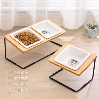 ◙✢Xuất khẩu Bát ăn cho mèo Bát bảo vệ cổ chó dễ thương Bát gốm Bát đôi Bát đựng thức ăn cho mèo, bát ăn cơm, bát cho mèo