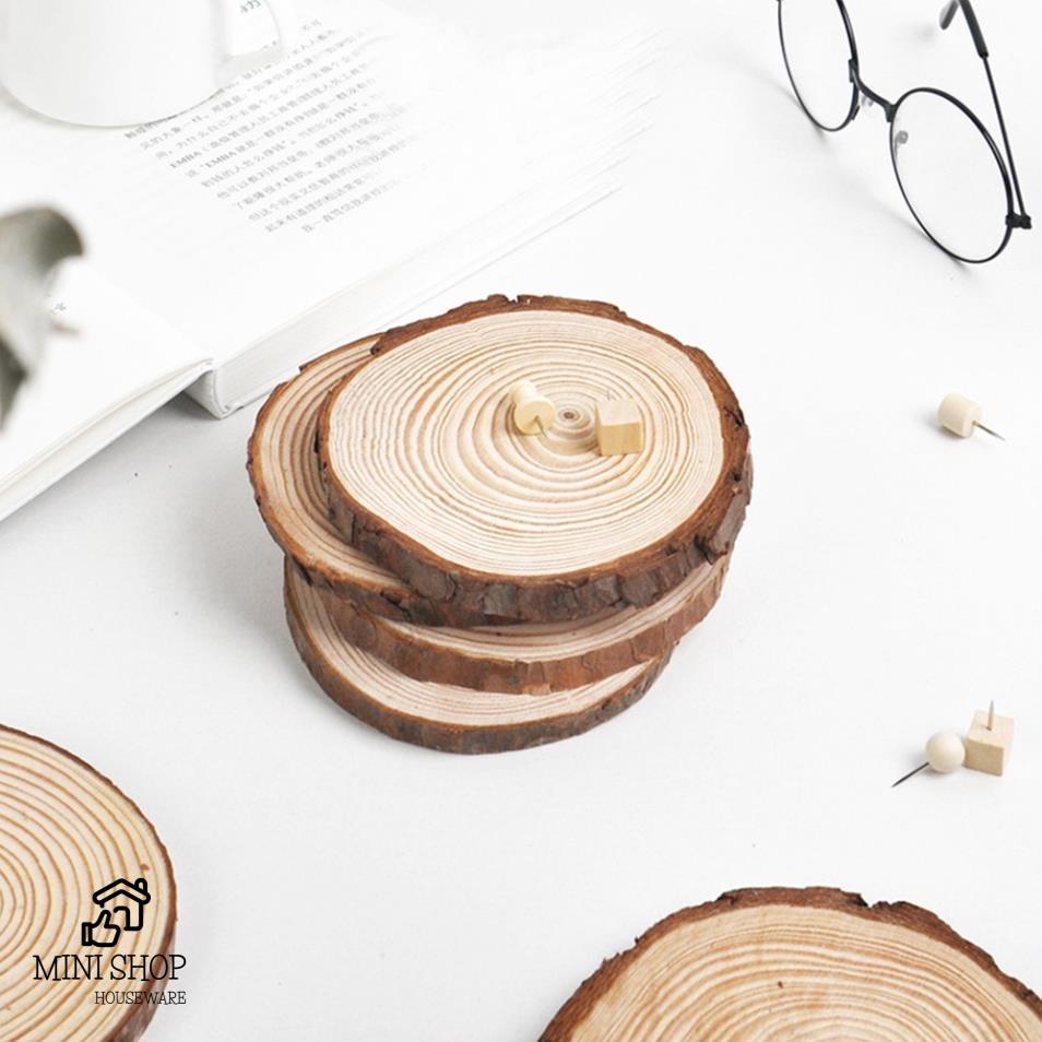 Tấm Lót Cốc Uống Trà Uống Cà Phê Bằng Gỗ, Miếng Lót Ly Cốc Uống Cà Phê Hình Tròn Bằng Khoanh Gỗ Tự Nhiên