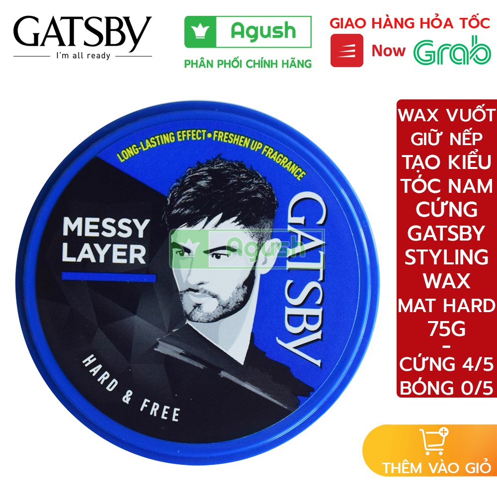 Wax vuốt giữ nếp tạo kiểu tóc nam mềm Gatsby nhật Styling Wax Hard Free xanh 75g bóng gốc nước không bết thơm hoa quả