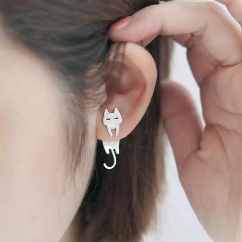 1 Đôi Bông Tai Hình Mèo Hoạt Hình Đáng Yêu