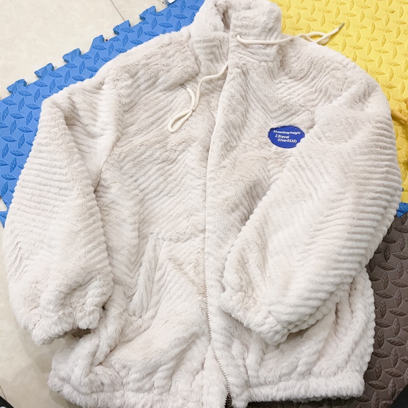 Áo khoác lông thỏ vân sóng