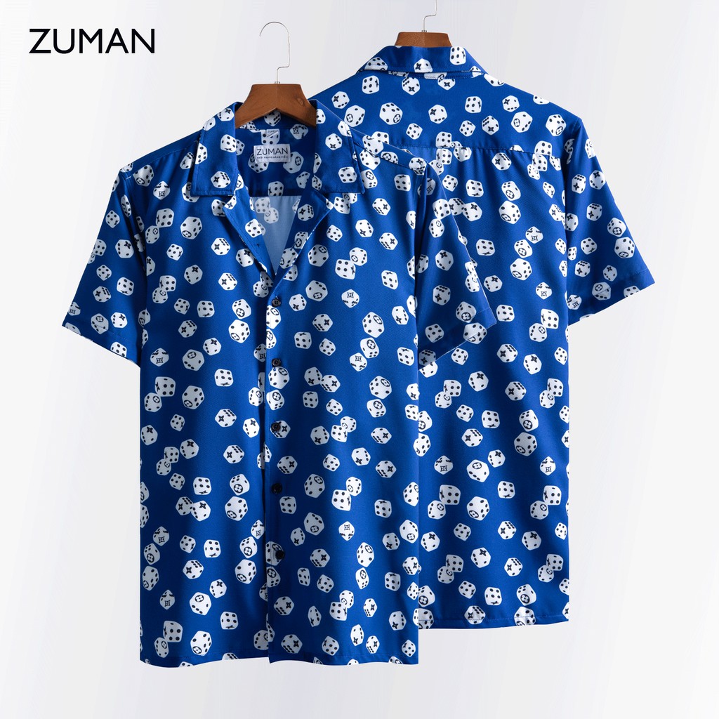 Áo sơ mi nam họa tiết tay ngắn Sock Deer Dice Shirt ASM217 ZUMAN form suông, chất lụa chéo cao cấp, thoáng mát | BigBuy360 - bigbuy360.vn