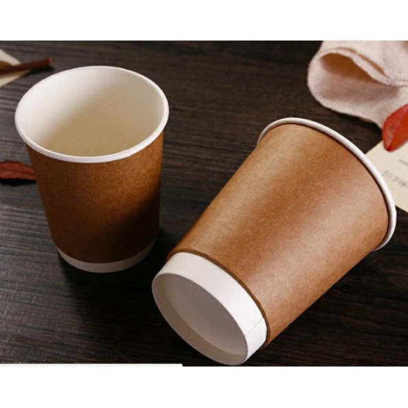50 cái cốc giấy 2 LỚP màu nâu size 250ml cực dầy , đựng cafe nóng