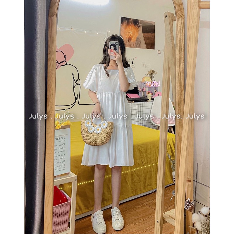 [Mã SKAMA06 giảm 8% tối đa 50K đơn 250K] Váy babydoll ba tầng tay bồng (ảnh thật shop chụp kèm video) | BigBuy360 - bigbuy360.vn