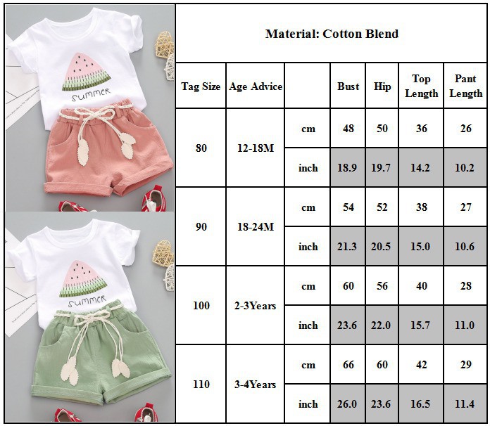 Bộ Áo Thun Cộc Tay In Hình Dưa Hấu + Quần Short Buộc Dây Cho Bé