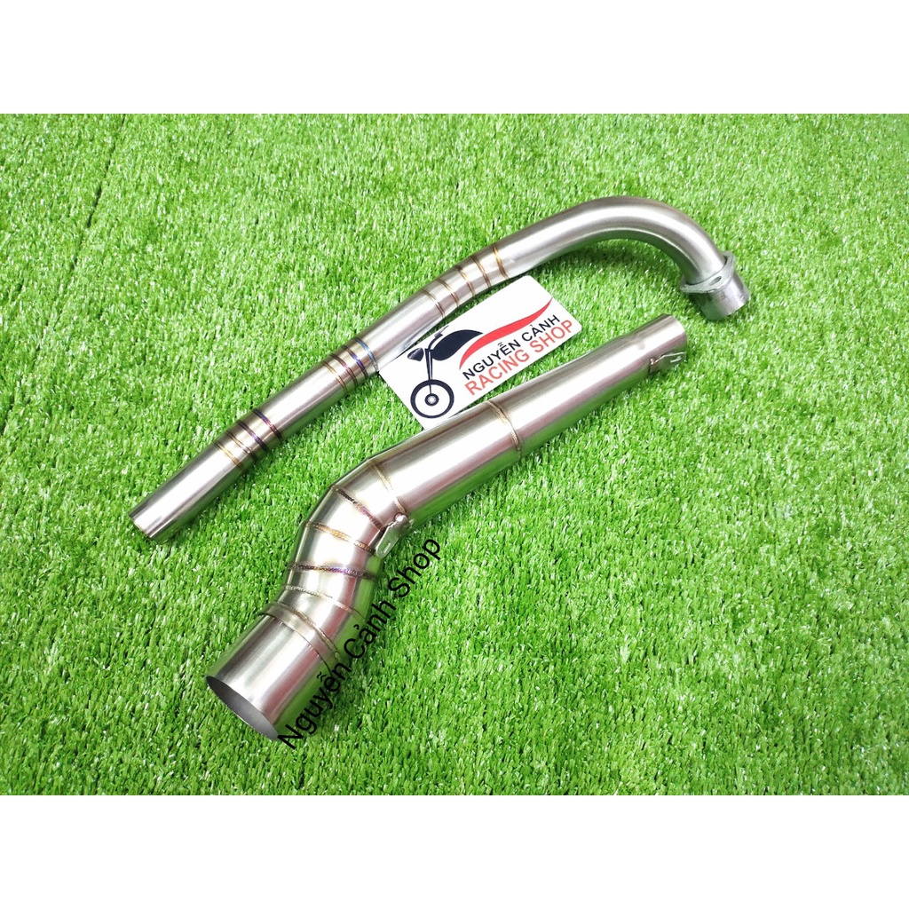 Cổ pô 2 khúc Inox mối hàng titan-Wave Dream-Sirius-Wave A 2017-Exciter-Winner