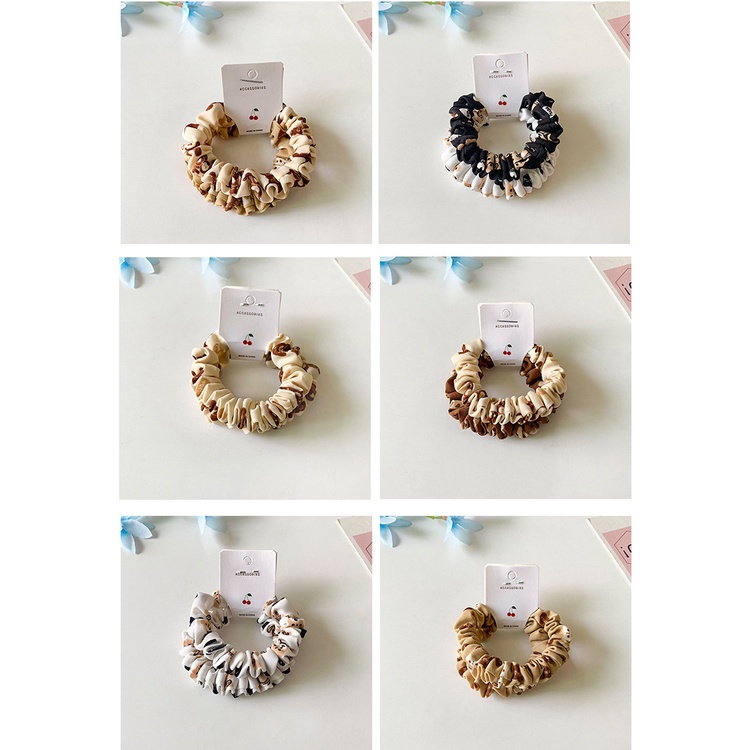 Set 2 dây cột tóc scrunchies phong cách Hàn Quốc - Dây buộc tóc chấm bi, voan, ren nhiều màu lựa chọn