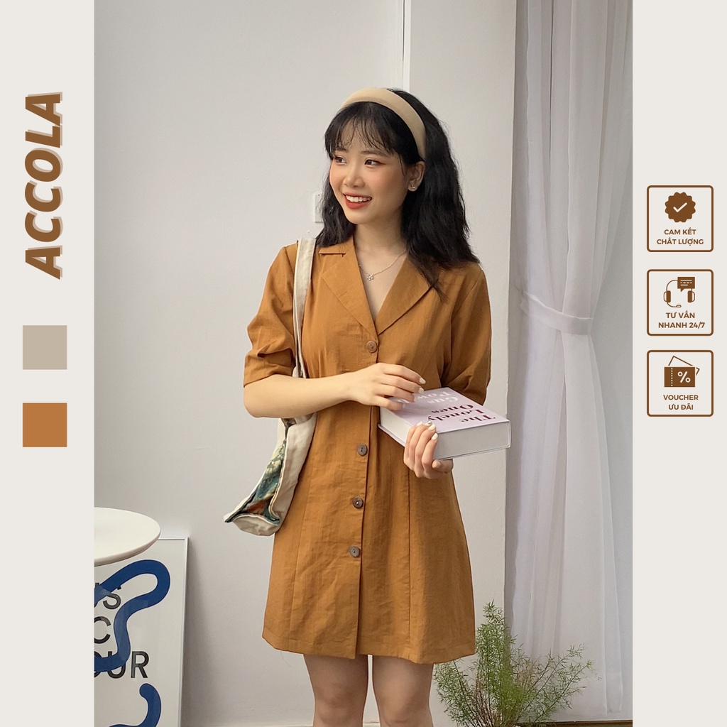 Đầm váy ngắn hàn quốc chất liệu linen by Accola Made 1202 | WebRaoVat - webraovat.net.vn