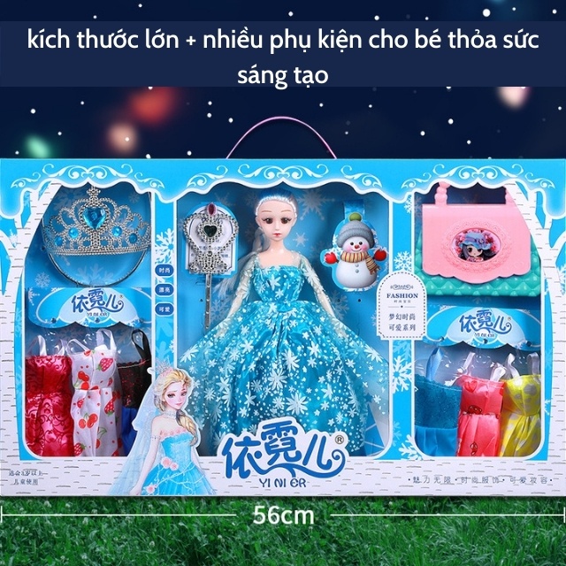 Đồ chơi búp bê elsa cho bé gái có tặng kèm phụ kiện, bộ đồ chơi búp bê công chúa cho trẻ em