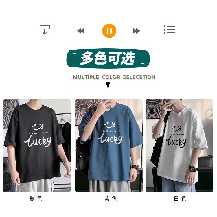 Áo thun nam chất cotton form tay lỡ in hình cá tính