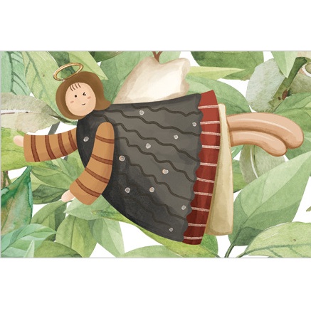 Decal dán tường chú mèo nằm dưới gốc cây