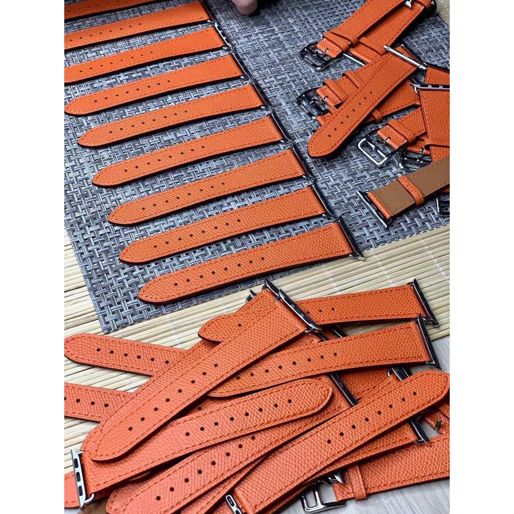 Dây da xịn Hermes cam dành cho Apple Watch siêu xinh