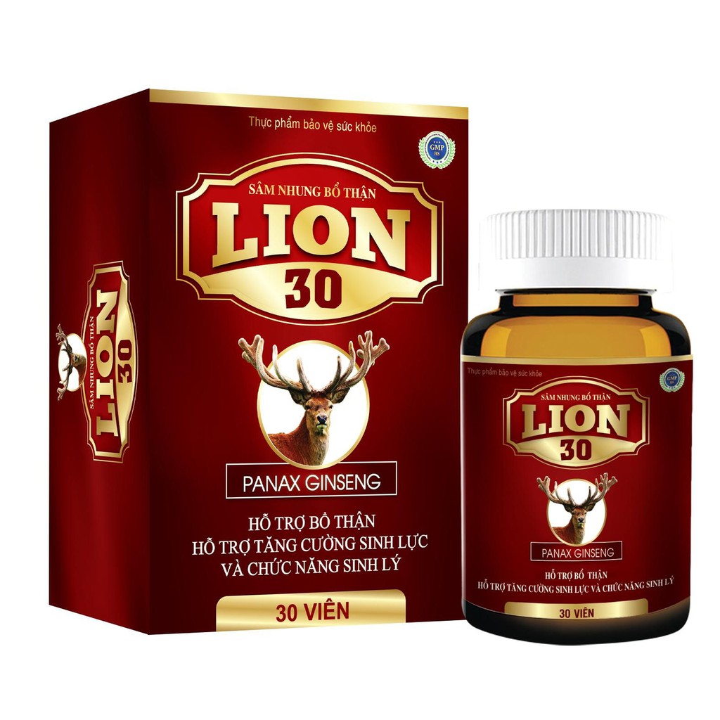 Sâm Nhung Bổ Thận Lion 30 hộp 30 viên giúp tăng cường sinh lý nam Hàng Chính Hãng Công Ty