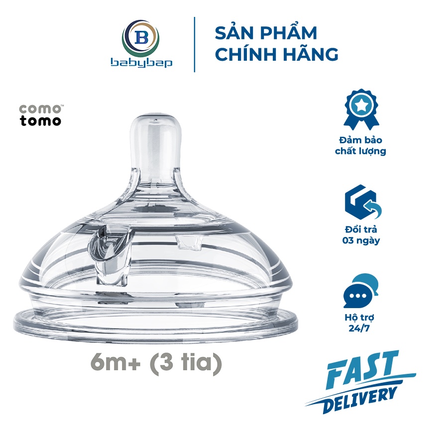 Núm ti Comotomo Thay Thế Mềm Mại Tạo Cảm Giác Bú Tự Nhiên (Hộp 2 Cái)