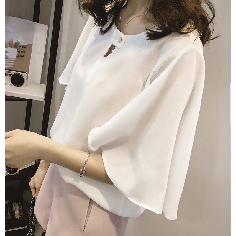 Áo Sơ Mi Chiffon Tay Ngắn Dáng Rộng Plus Size Thời Trang Mùa Hè Hàn Quốc 2022 Cho Nữ