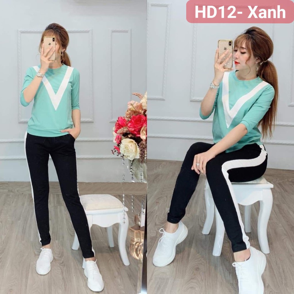 Đồ bộ nữ quần dài áo tay lỡ bộ mặc nhà chất liệu cotton