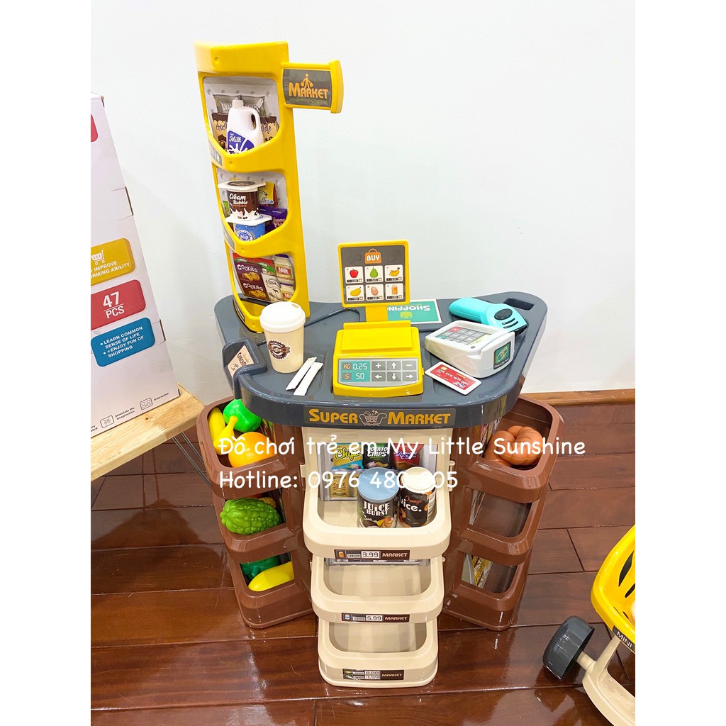Đồ chơi quầy siêu thị có xe đẩy 47 chi tiết cho Bé