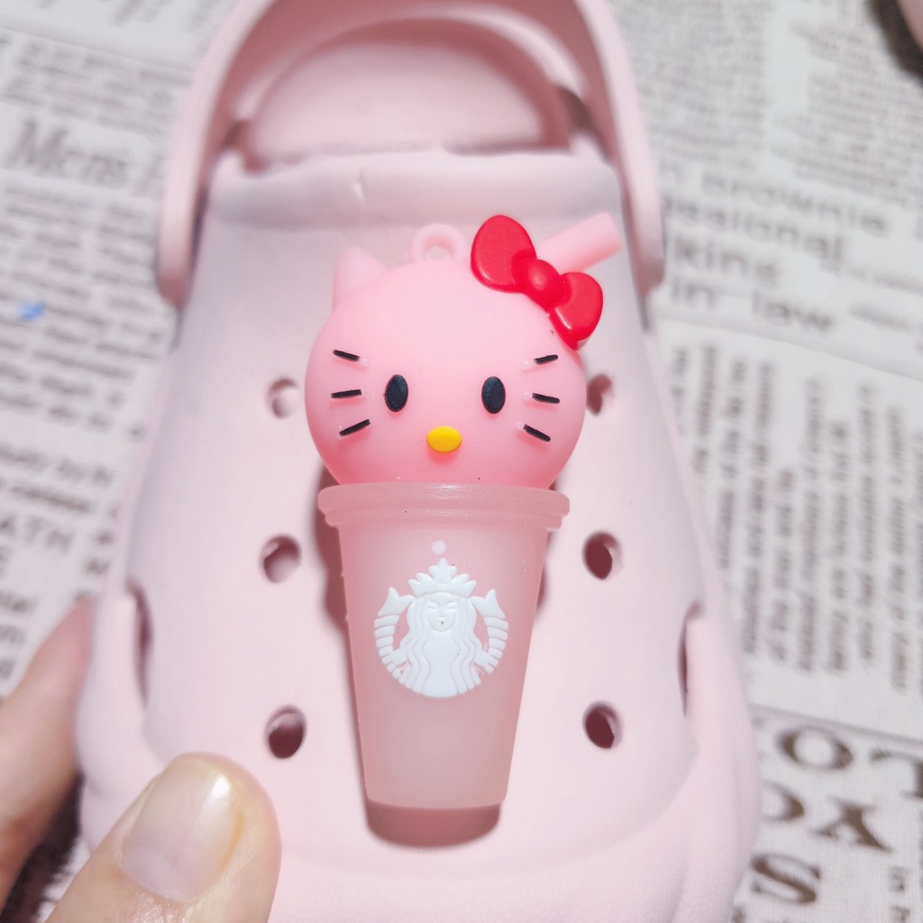 Stick dán dép cross / nút gắn hkdesign mẫu Trà sữa 4D TO nhựa PVC