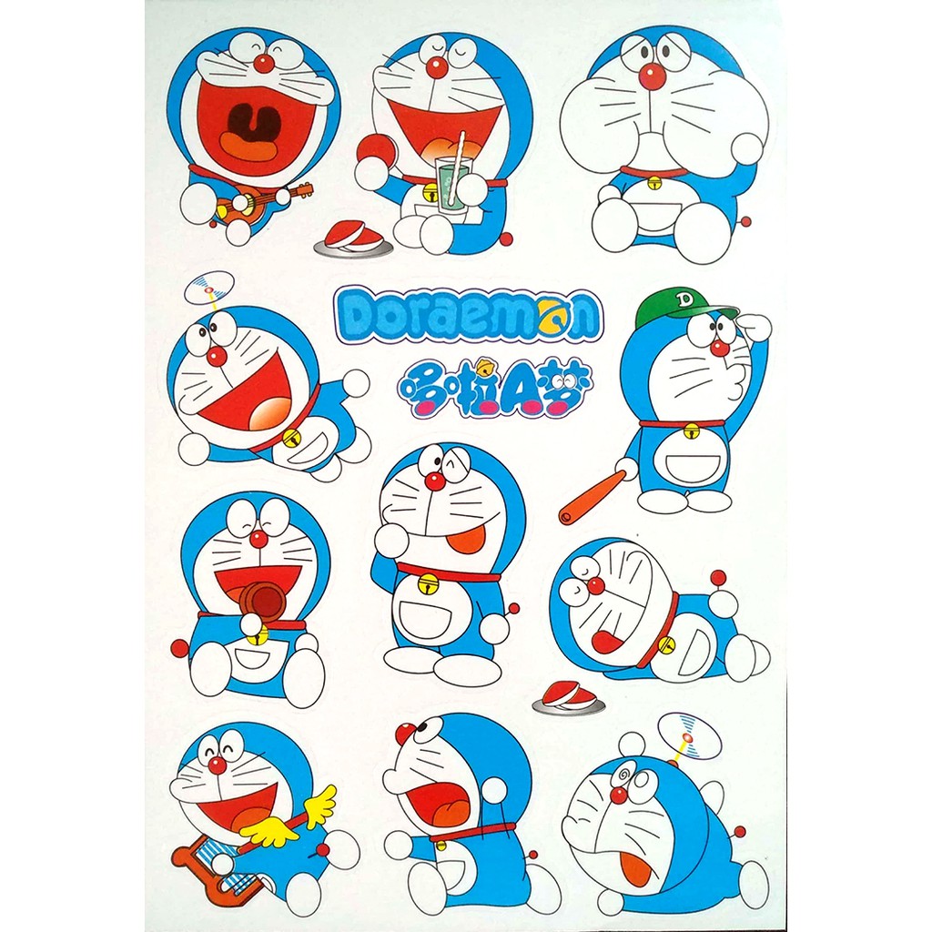 Tấm sticker dán chủ đề DORAEMON ( kích thước 18.5cm x 27cm )