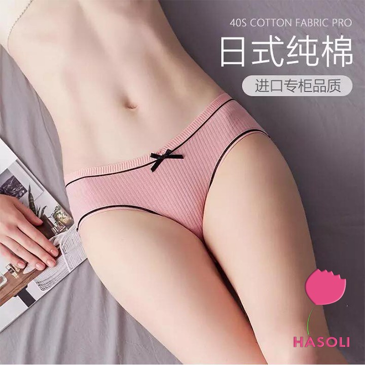 Quần Lót Nữ Cotton Tăm Đính Nơ Xuất Nhật Sexxy S08 (loại 1 túi Zip)