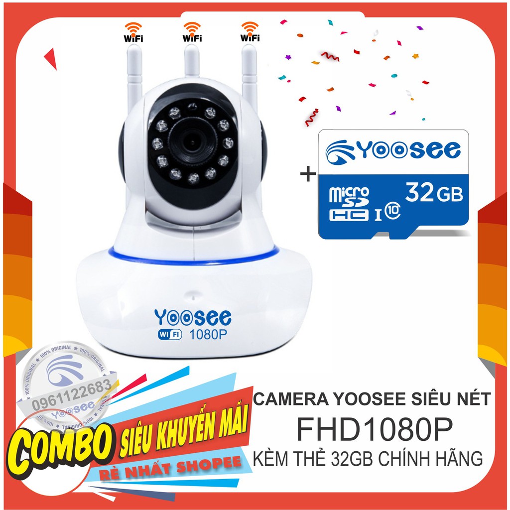 [COMBO] Camera IP YooSee 2.0 3anten 8led - kèm thẻ nhớ 32G | BigBuy360 - bigbuy360.vn