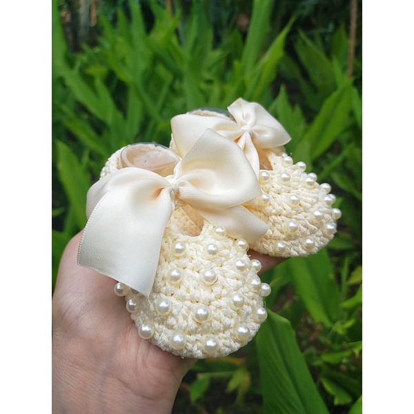 Giày búp bê đính hạt ngọc xinh xắn cho bé yêu (handmade)