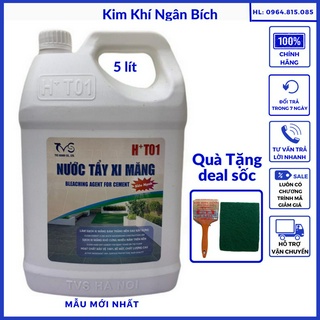 Dung dịch tẩy xi măng chất tẩy xi măng ht01 can 5L tẩy rong rêu tạp chất dính trên các mặt sàn nền gạch nhà
