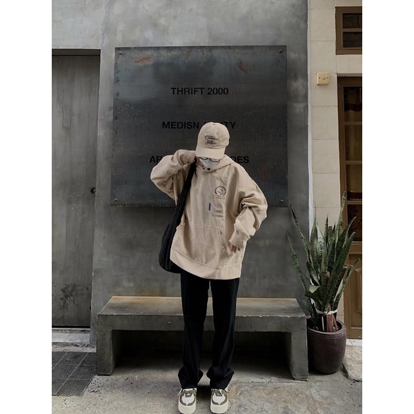 Áo khoác hoodie nút bấm có túi NASS