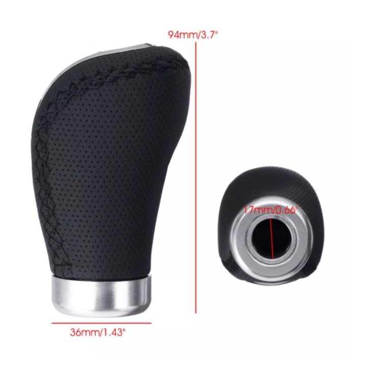 Tay nắm cần số ô tô sàn đa năng lắp cho các loại xe ô tô, Universal Car Black Leather Gear Shift Knob