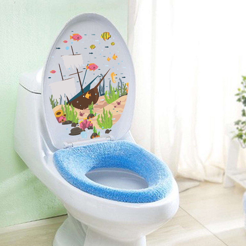 Sticker họa tiết xinh xắn trang trí ghế ngồi toilet