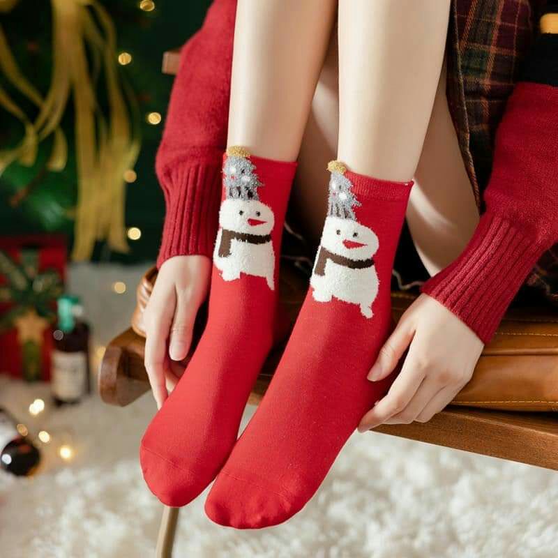 Vớ/ tất giáng sinh noel len dày dặn xinh xắn, hộp 4c quà tặng decor