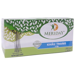 Khẩu trang Bông Bạch Tuyết xanh 3 lớp Meriday