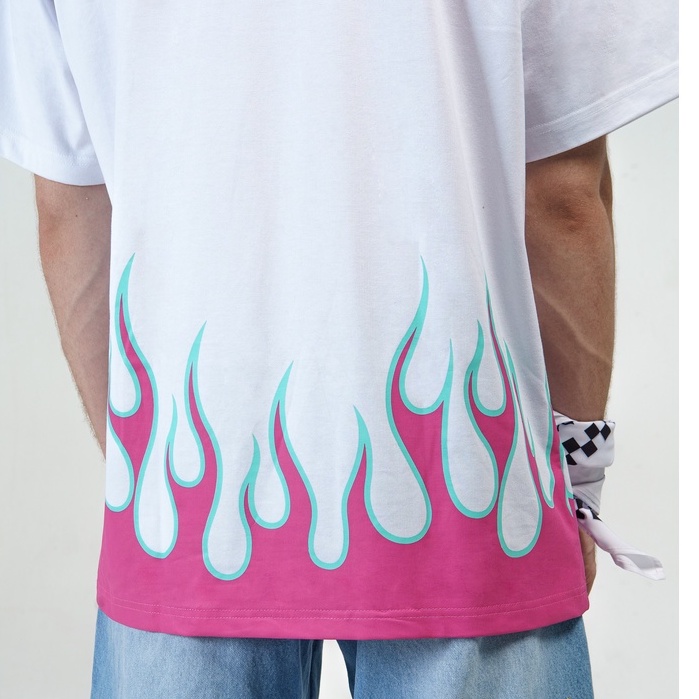 Áo thun tay lỡ local brand Clownz Racing Flames họa tiết lửa unisex, form rộng, chất cotton | BigBuy360 - bigbuy360.vn