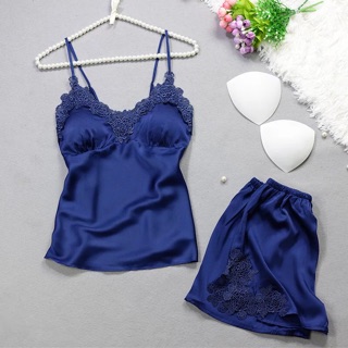 Bộ ngủ lụa mềm mịn phối ren