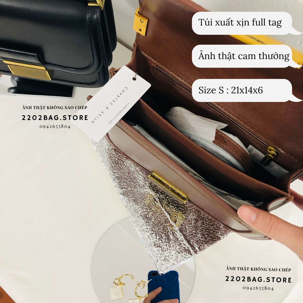 Túi xuất xịn CnK mẫu kinh điển 2 ngăn đơn giản cho nữ đeo chéo da PU trơn cao cấp charles ảnh video tự quay