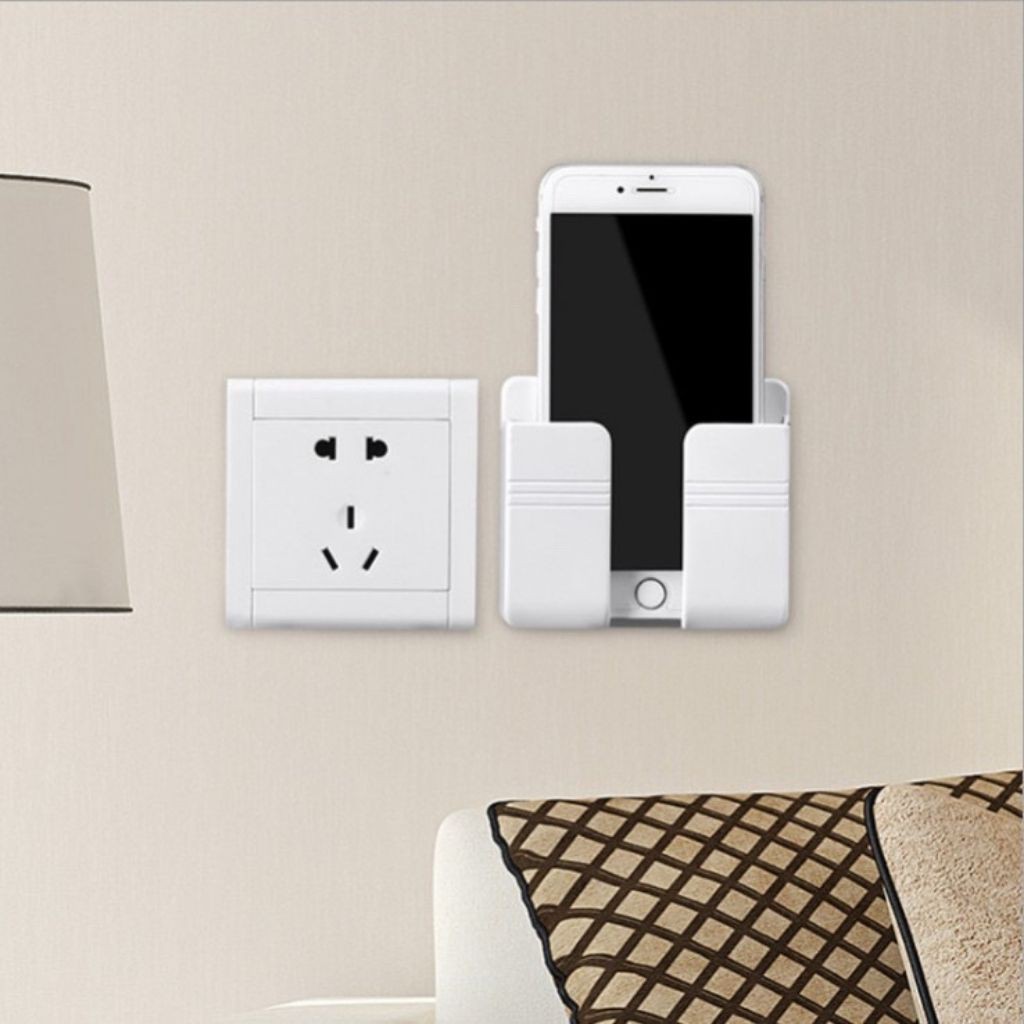 Hộp Đựng Điện Thoại-Remote Dán Tường Có Lỗ Cắm Xạc Tiện Lợi | BigBuy360 - bigbuy360.vn