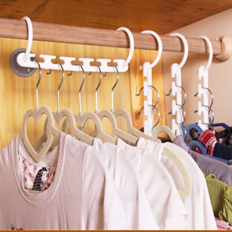 JOSMOMO 1 cái Giá treo quần áo ma thuật đa chức năng cho gia đình tám trong một sử dụng tủ đựng quần áo tiết kiệm không gian gấp gọn treo quần áo bằng nhựa chống gió