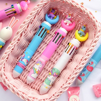 Bút bi bấm 10 màu nhiều hình dễ thương, bút viết nhiều màu, đồ dùng học tập tiện dụng học sinh E864