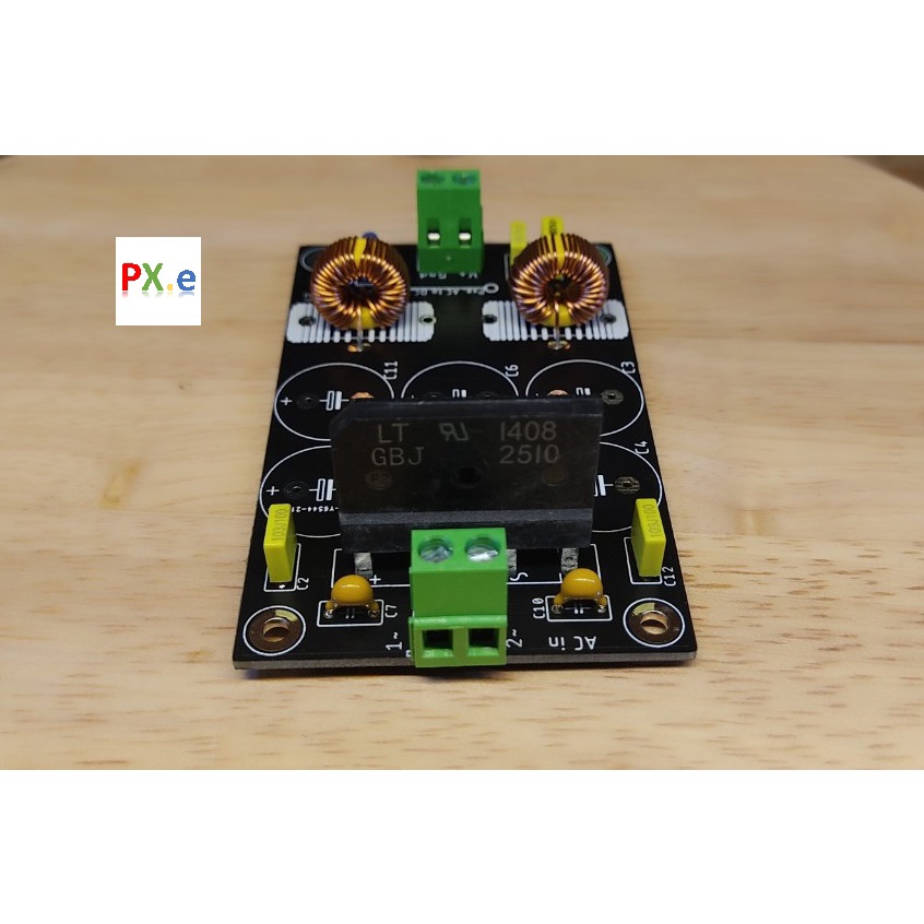 Mạch chỉnh lưu kèm lọc nguồn EM ba tầng dùng cho mạch công suất chipamp, chưa bao gồm tụ chính